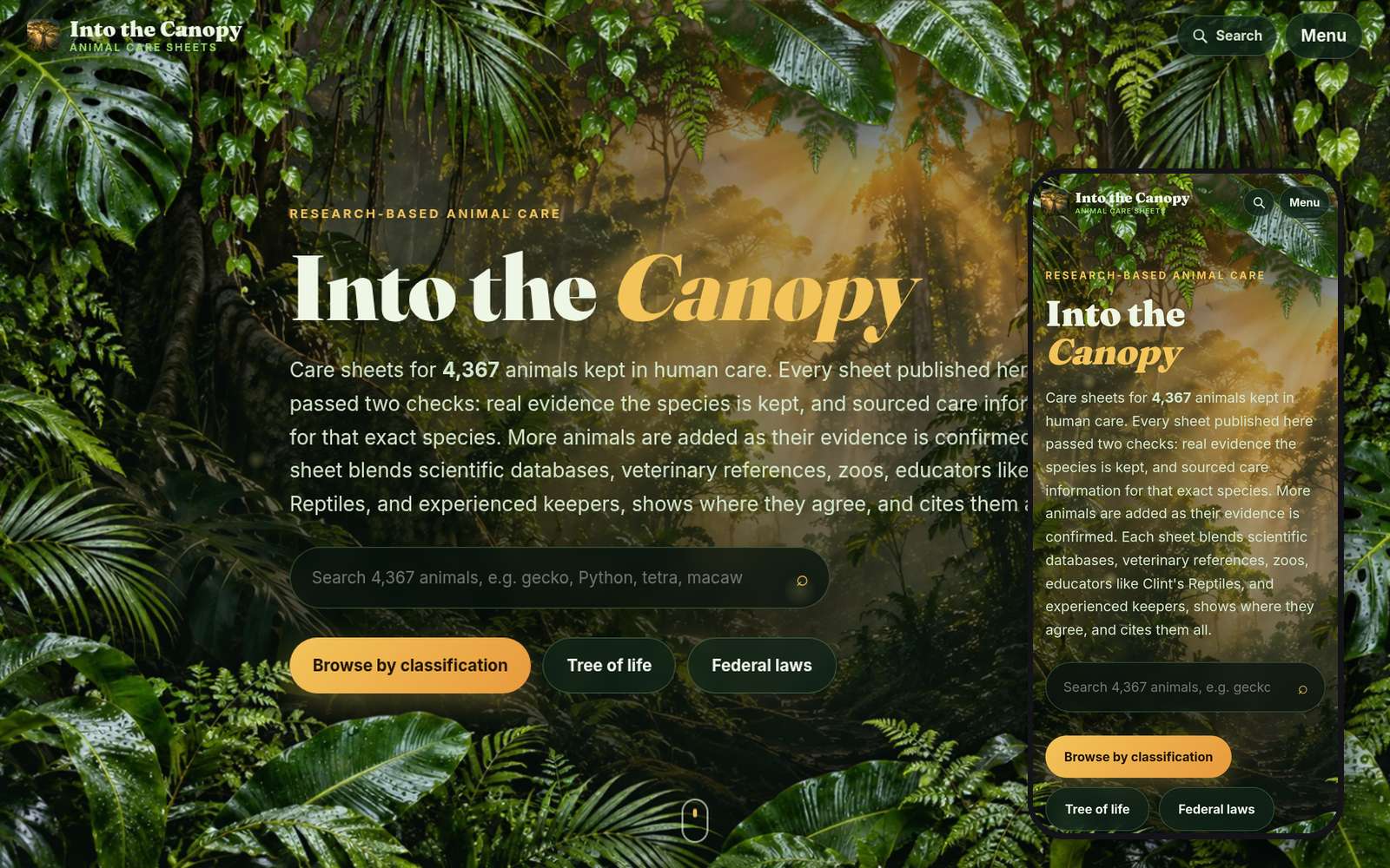 Into the Canopy on a laptop and a phone